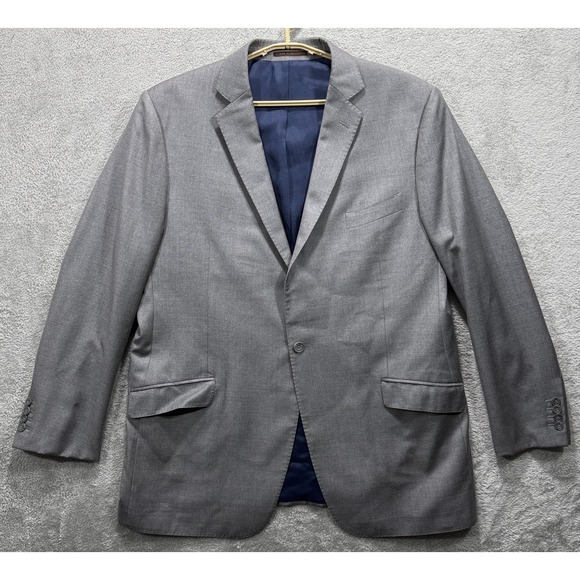J.Hilburn Blazer Mens 47L Gray Classic Fit Wool Sport Coat Vitale Barberis Italy